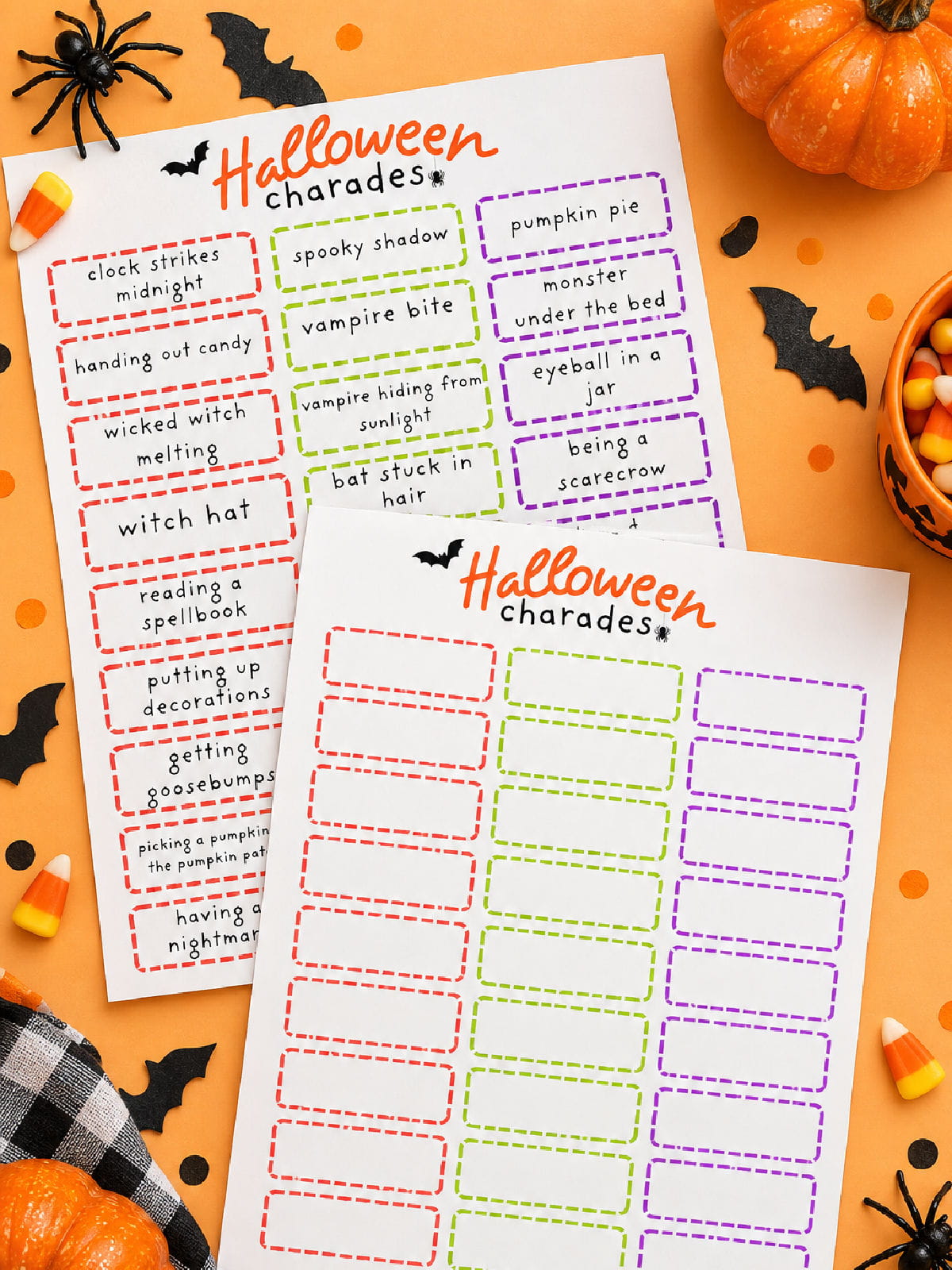 flat lay of halloween party game ideas