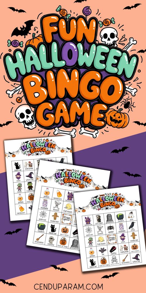 mockup of halloween bingo game cards
