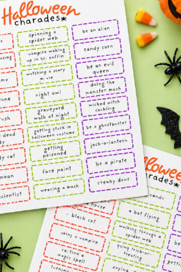 flat lay of fun halloween game for kids