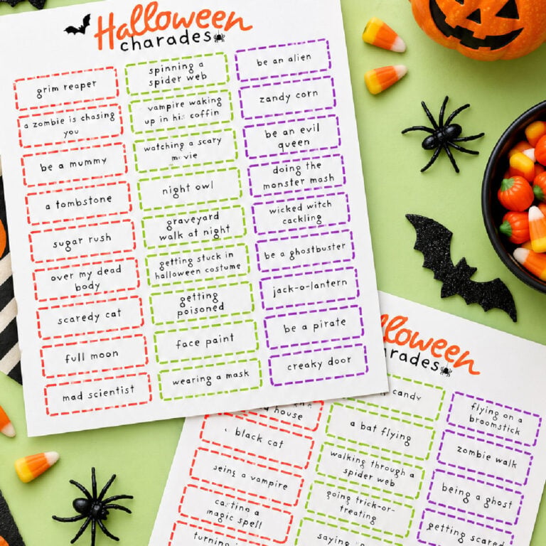 flat lay of fun halloween game for kids