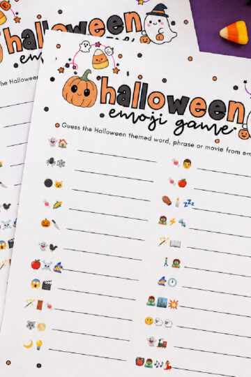 flat lay of halloween emoji game cards