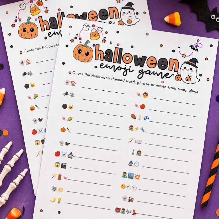 flat lay of halloween emoji game cards