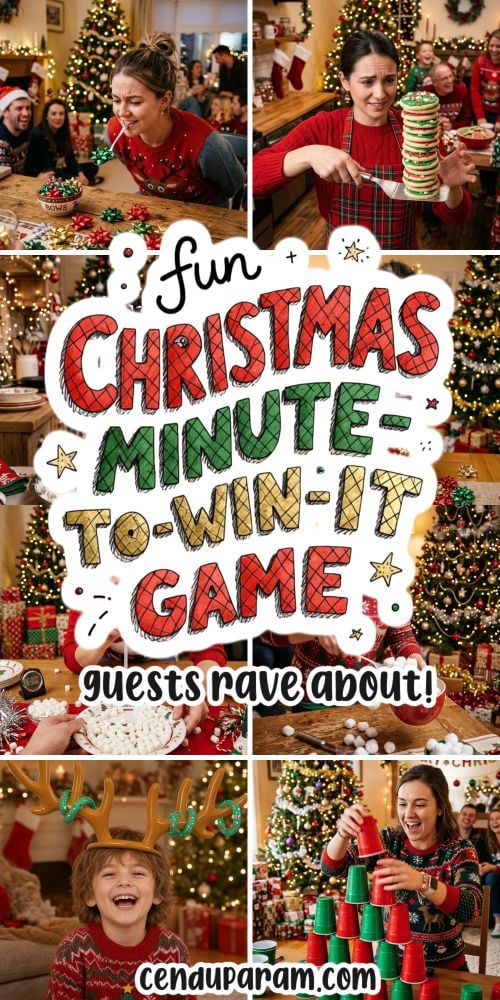 collage of fun Christmas minute to win it games