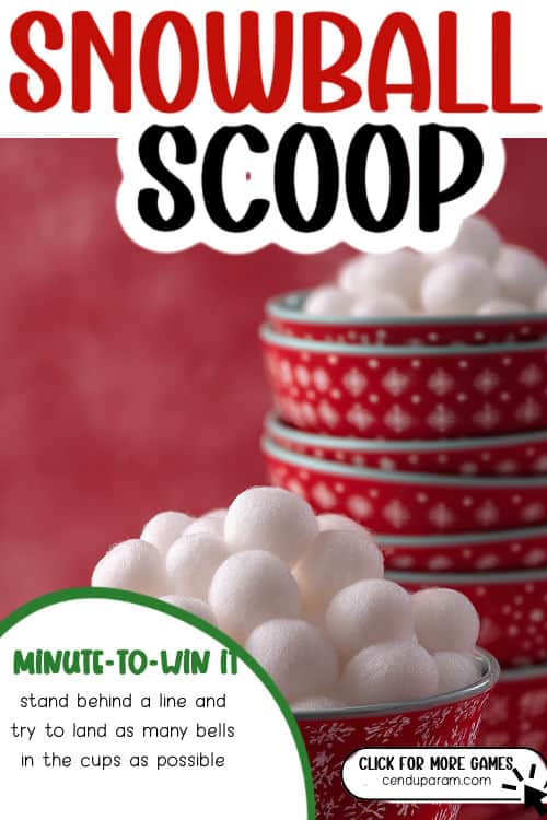 festive Christmas bowls wit cotton balls for a fun Christmas party game