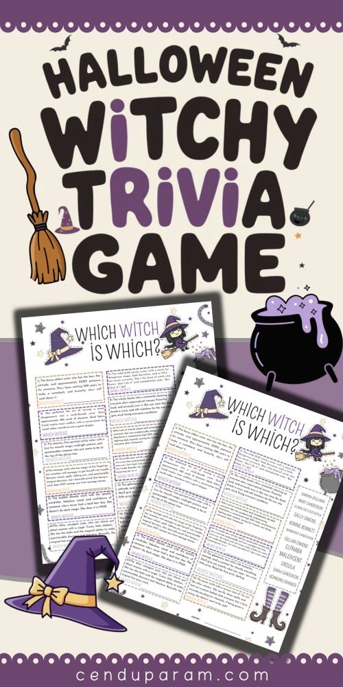 mock up of fun halloween party game witch themed